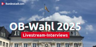 Foto des Alten Rathauses mit der Aufschrift "OB-Wahl 2025 - Livestream-Interviews"