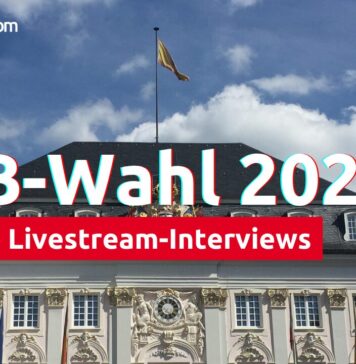 Foto des Alten Rathauses mit der Aufschrift "OB-Wahl 2025 - Livestream-Interviews"